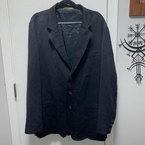 Black Tommy Bahama 100% Silk Soft Suit Sport Jacket Mens Large